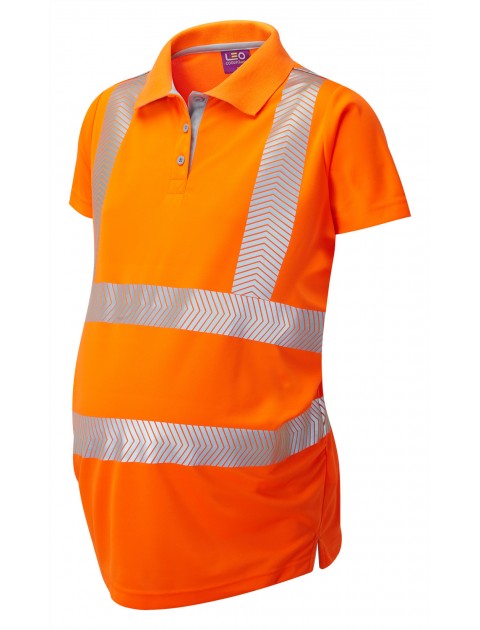 Leo PM03-O Lovacott Coolviz Ultra Ladies Maternity Polo Shirt Orange Clothing